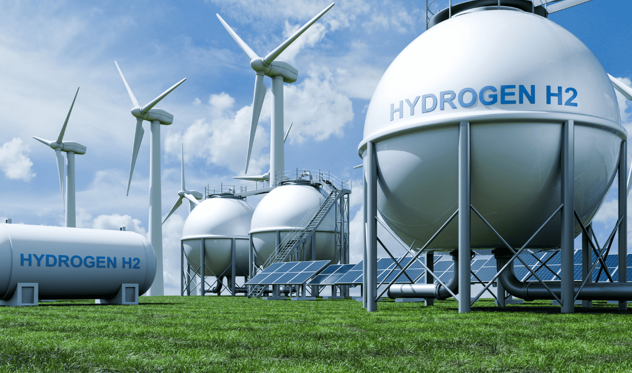 energy scene of hydrogen plant displaying hydrogen tankers